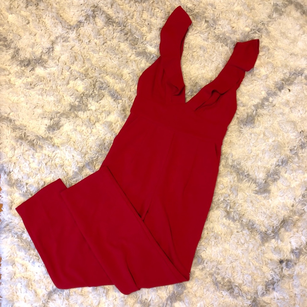 Lulu’s Leilani Red Ruffled Jumpsuit